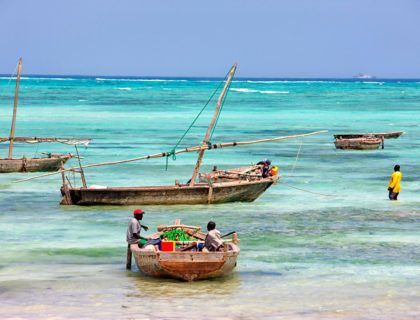 Pescadores en las playas de Zanzíbar.