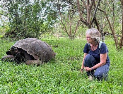 Sania Jelic y una tortuga